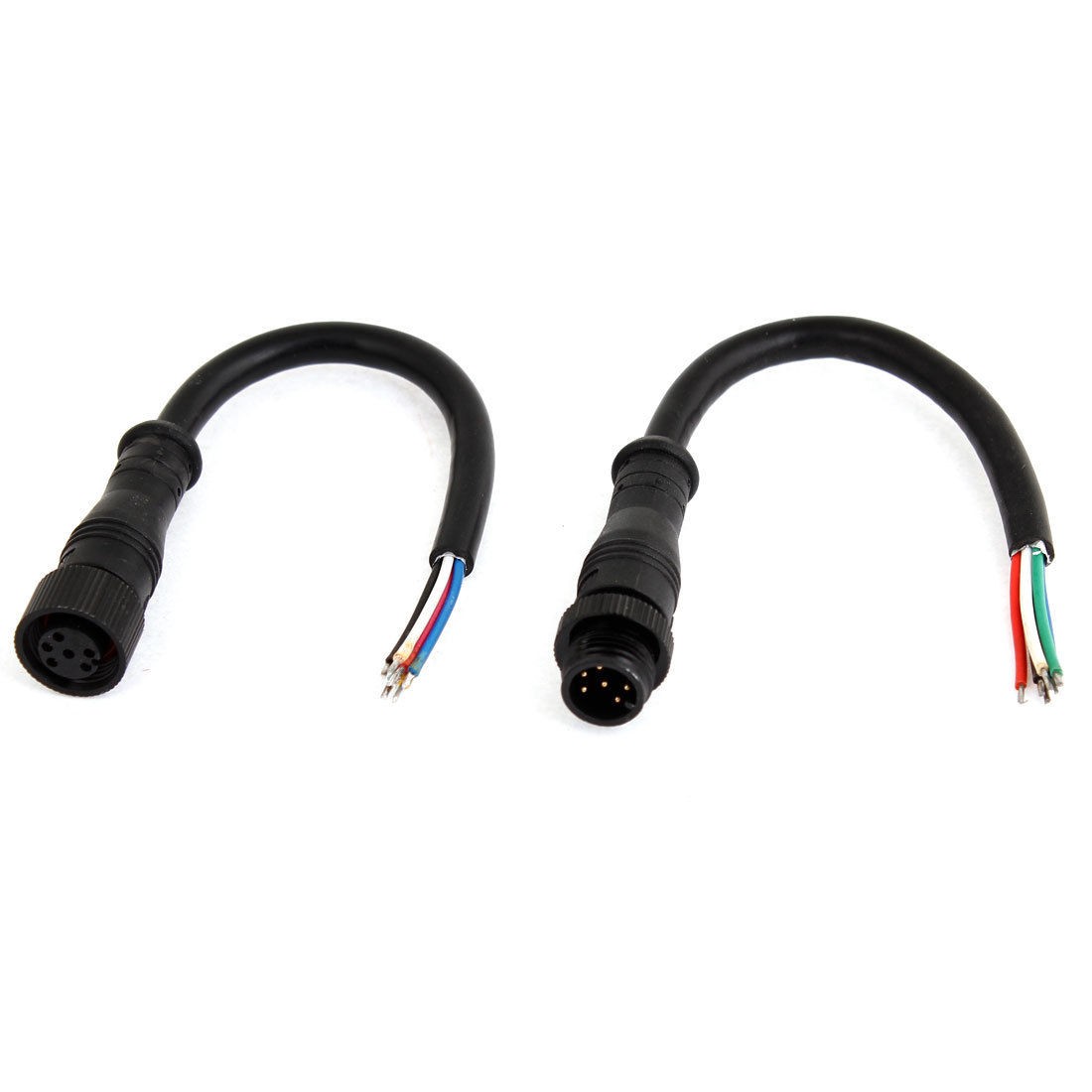 12.4" LED Light Strips 6 Pin Male Female Plug Waterproof Connector Cable
