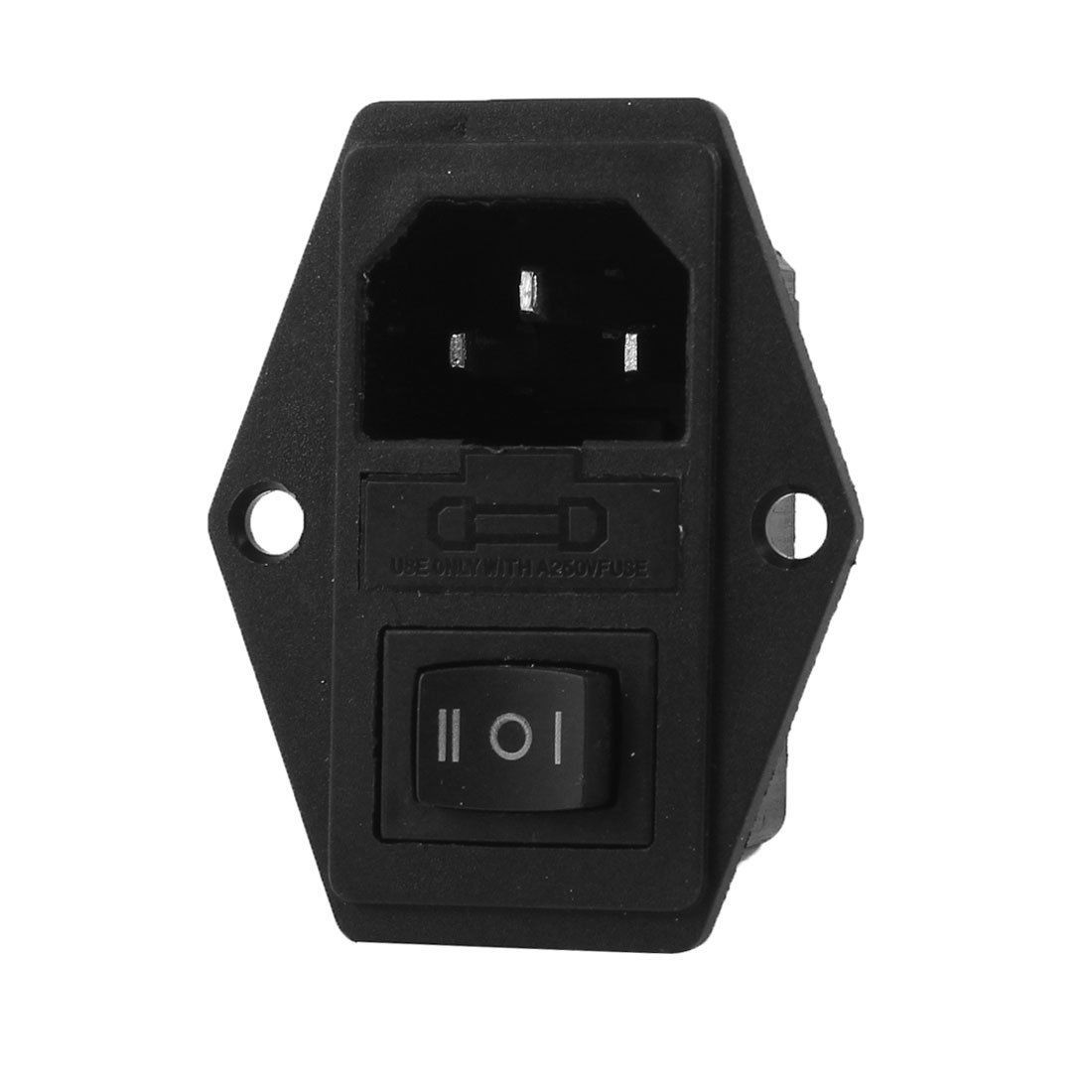 Plastic AC 250V 15A 3 Pin IEC 320 C14 Power Inlet Socket Connector w Fuse Holder