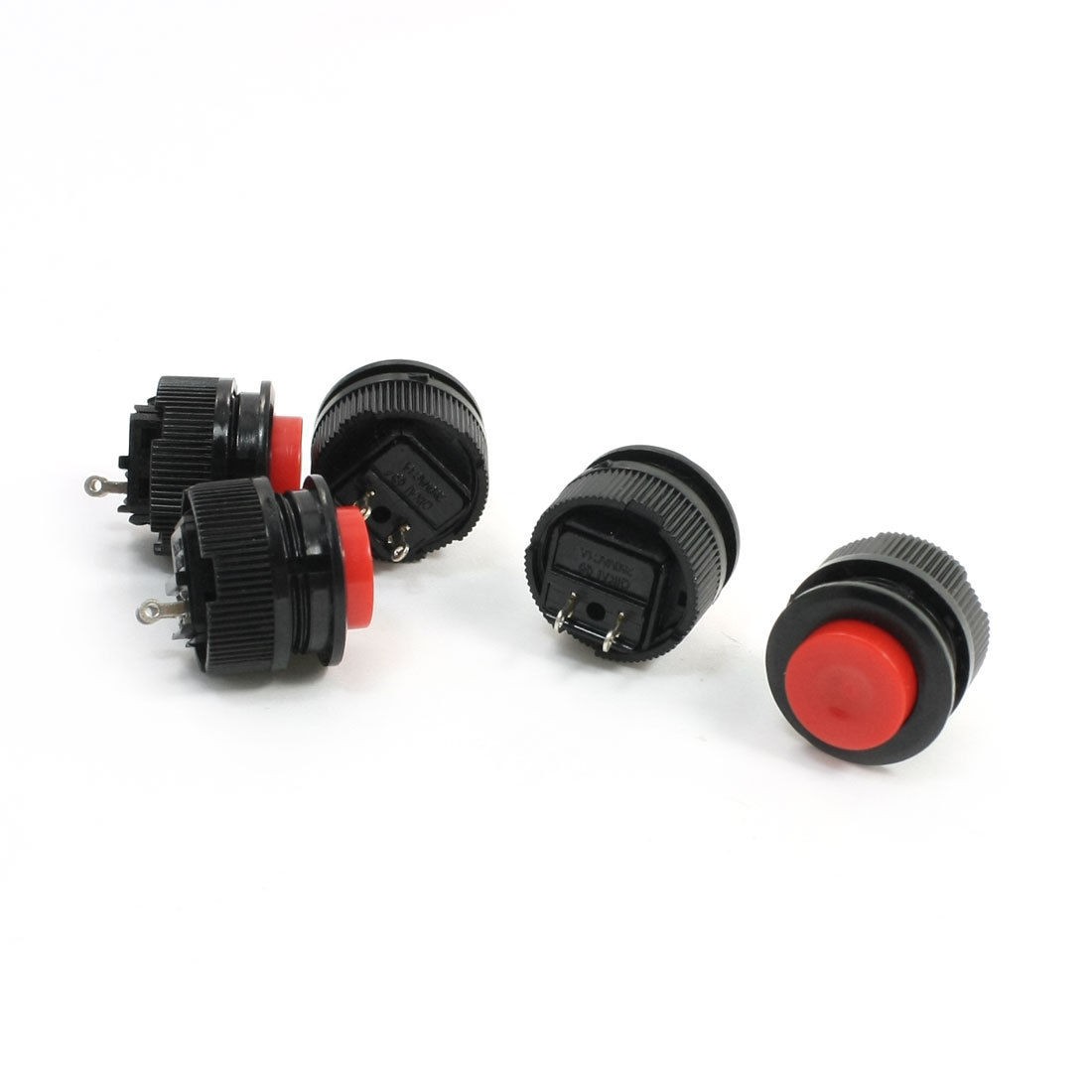 5 Pcs AC250V 1A SPST Red Round Cap Momentary Push Button Switch