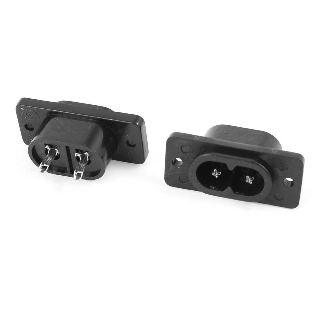 6 Pcs IEC320 C8 Inlet Black 2-Terminal Power Plug Socket AC 250V 2.5A Black