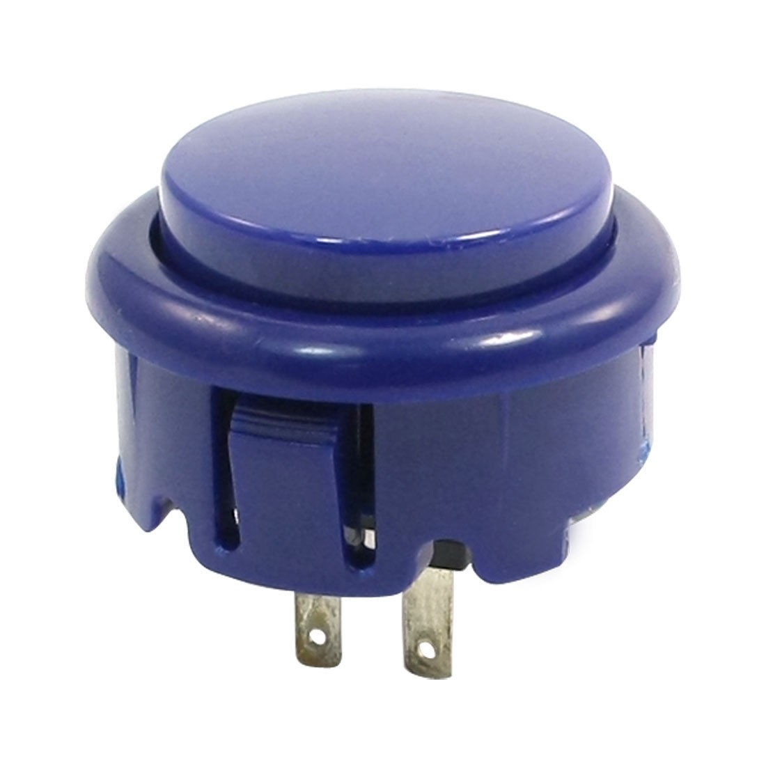 Blue Round Head SPST Momentary Push Button Switch 2P for Game Machine