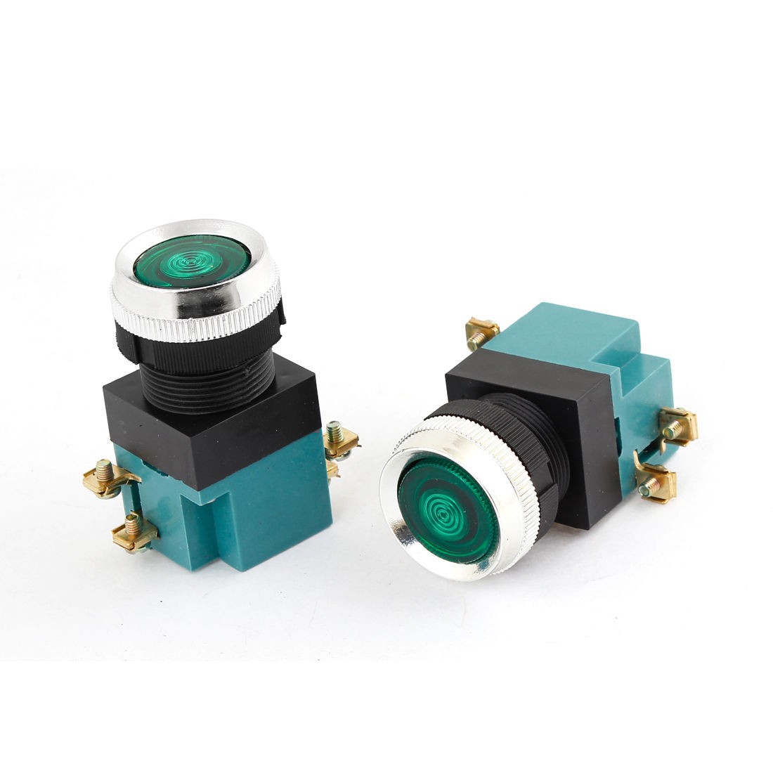 2 Pcs AC 380V 5A 4 Screw Terminals DPST Momentary Button Switch