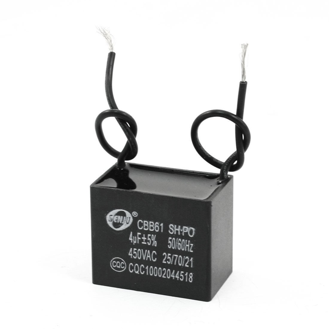 Black 4uF Capacity AC 450V Fan Motor Running Rectangle Capacitor CBB61