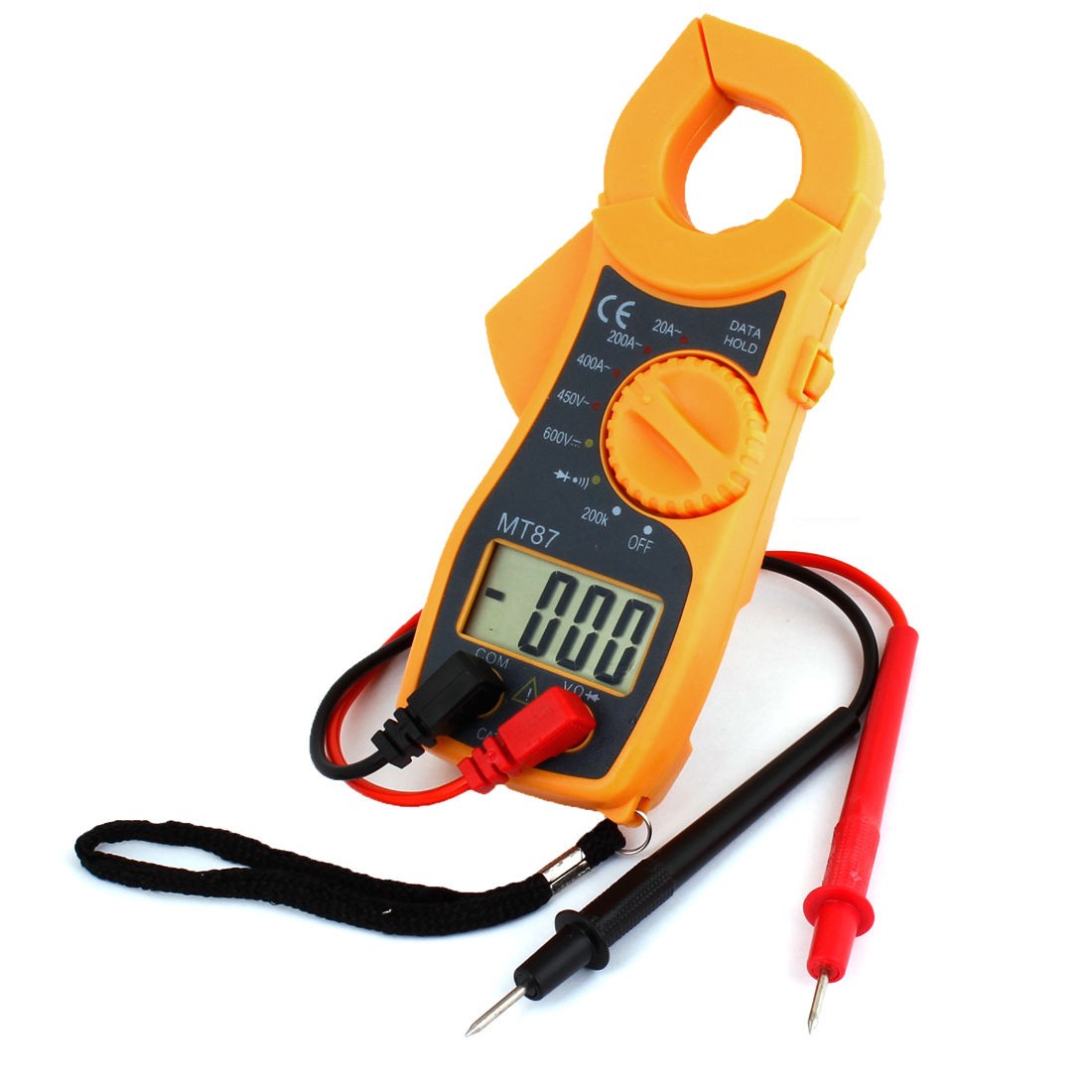 Orange Gray AC DC Ohm Testing Display Digital Multimeter w Test Probes