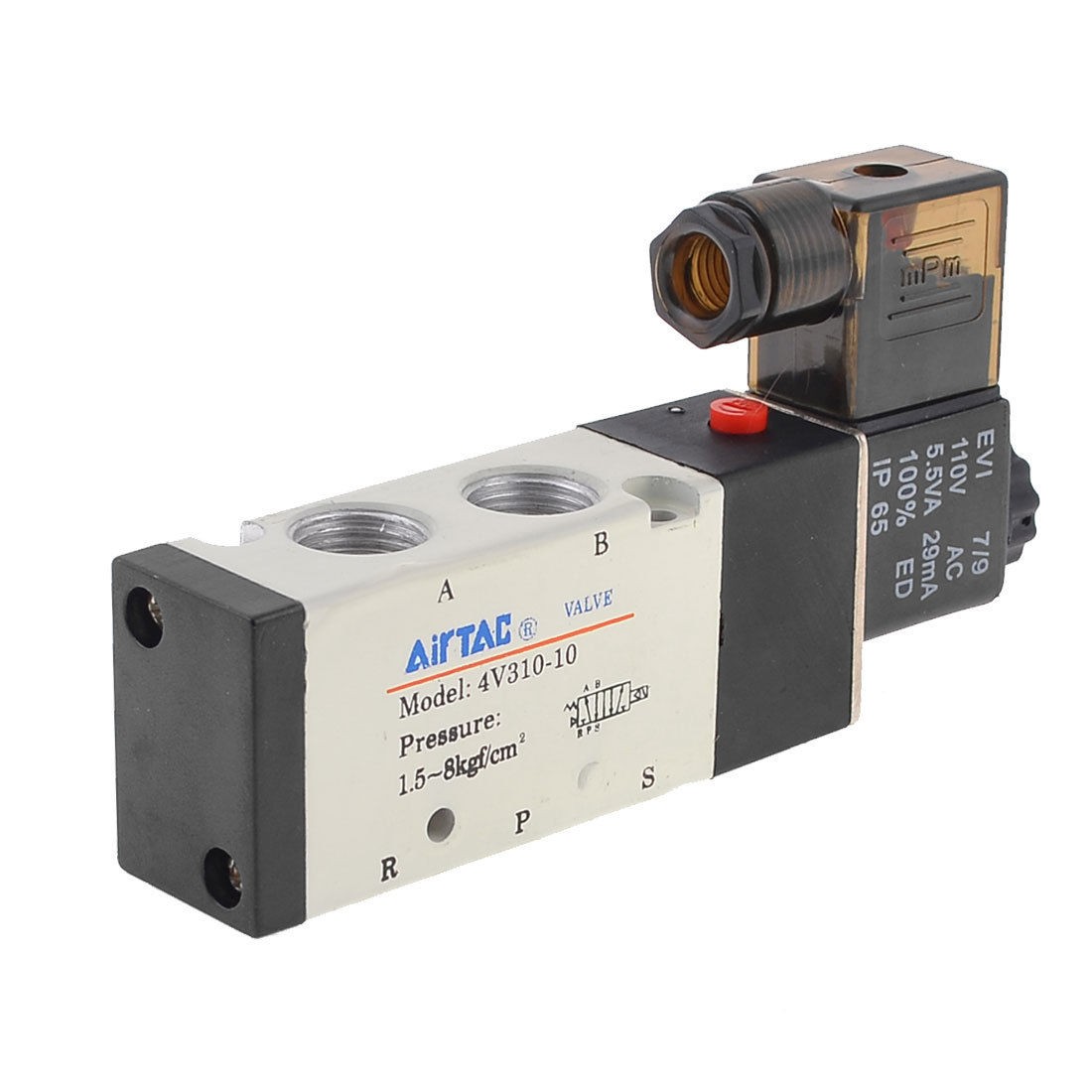 Single Coil 2 Position 5 Way Solenoid Valve 110VAC 29mA 4V310 10