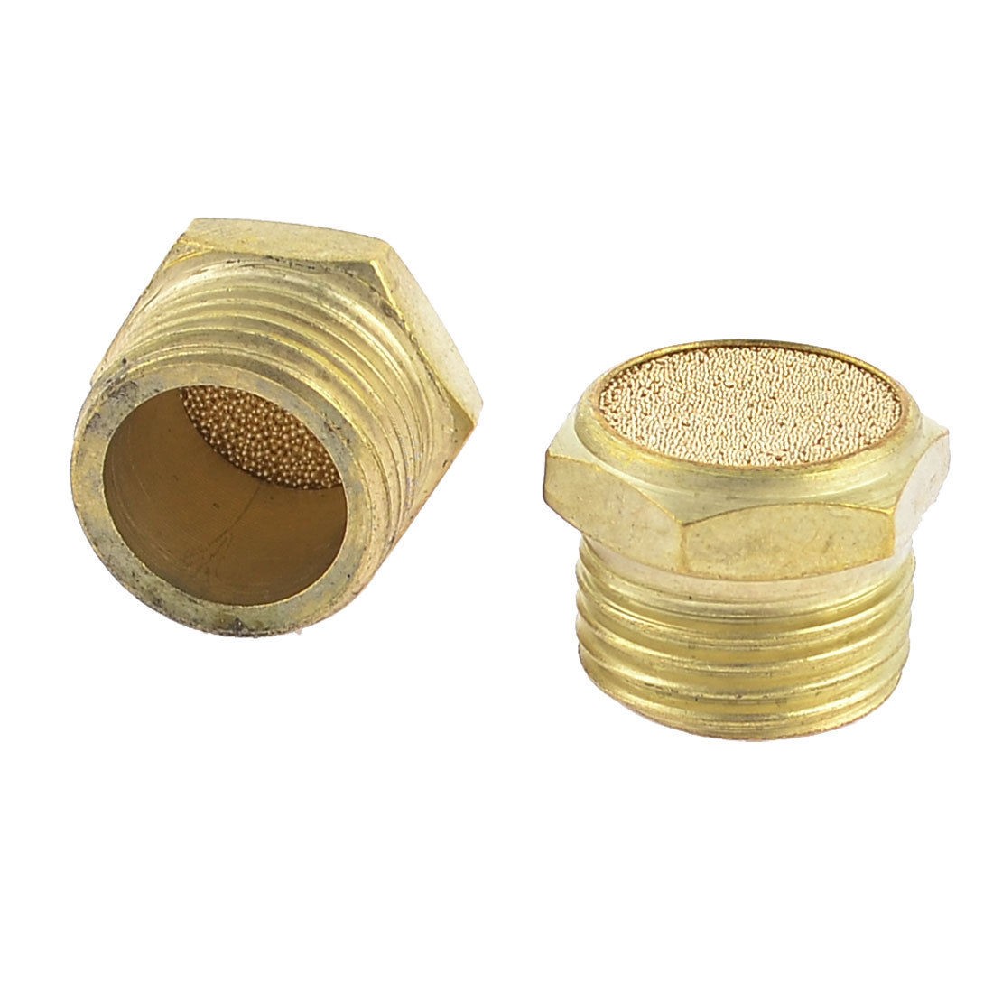 2 Pcs 1/2PT Male Thread Solenoid Valve Air Filter Noise Silencer Muffler