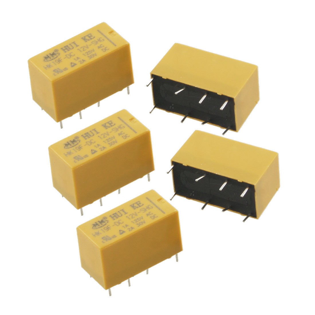 5 x DC 12V Coil 1A/125V AC 2A/30V DC 8 Pins PCB Power Relay HK19F