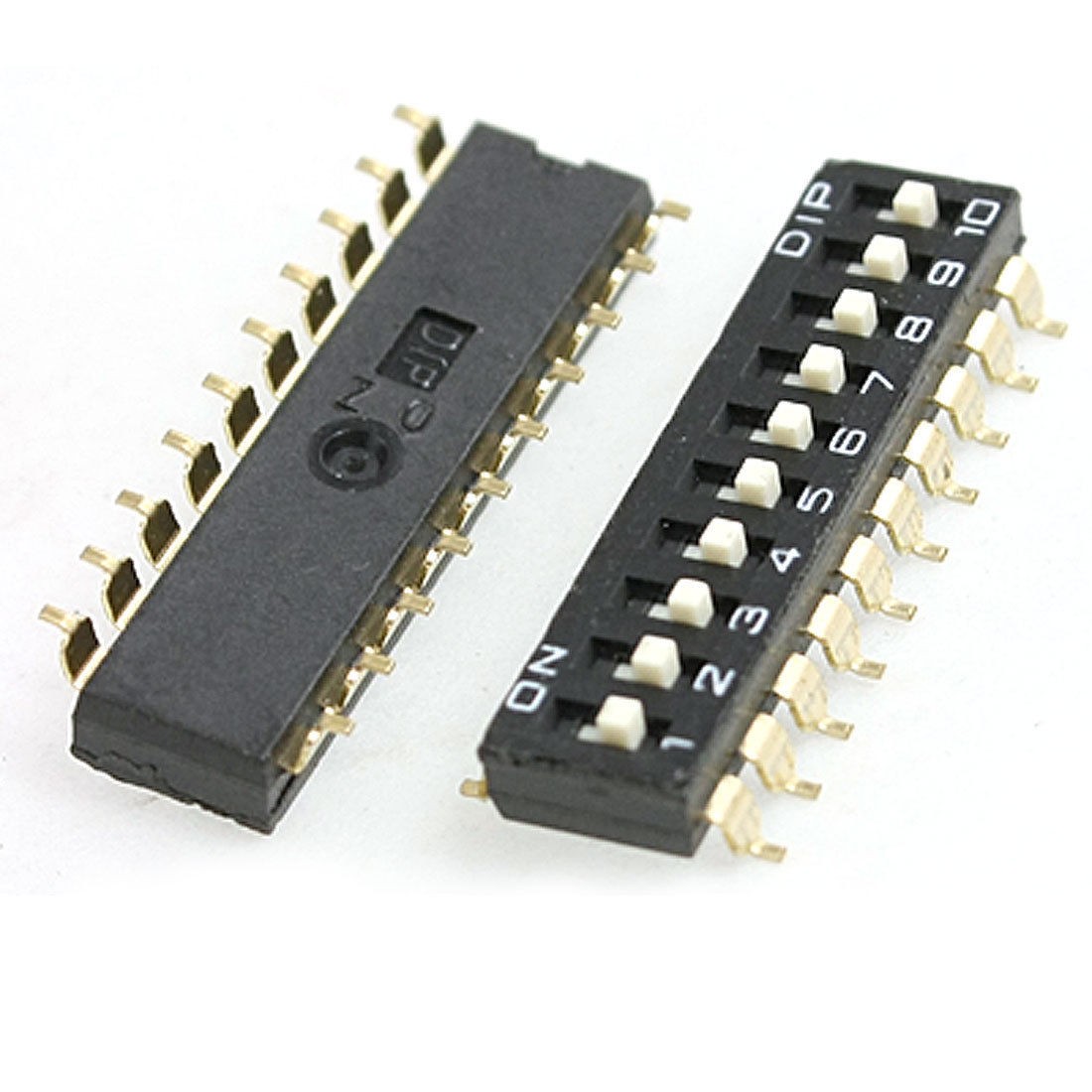 2 Pcs 2.54mm Pitch 10 Position SMD Type DIP Switch Black