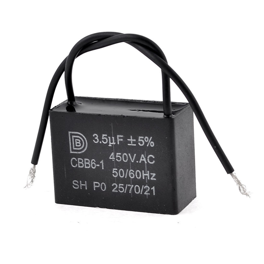 450V AC 3.5 uF Lug Mount 2 Wires Motor Run Ceiling Fan Capacitor CBB6-1