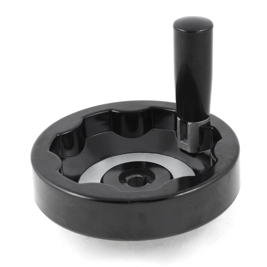 4.9" x 4.9" Inside Ripple Hand Wheel Black w Folding Revolving Handle