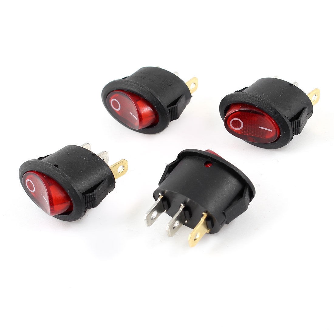 4 Pcs Red Press Button On/Off SPST 3 Pin Boat Rocker Switch 6A 250VAC 10A 125VAC