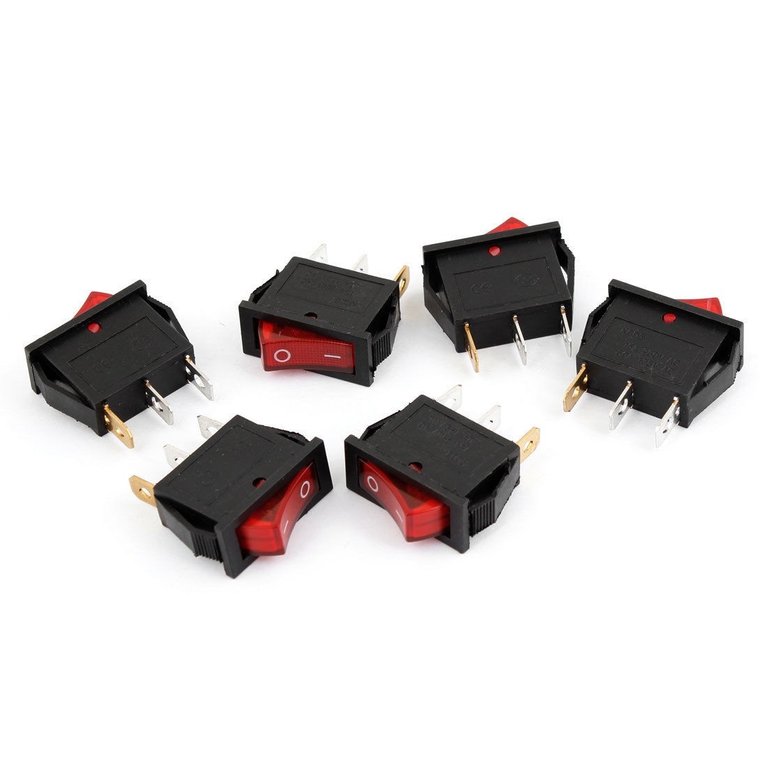 AC 125V/30A 250V/15A 3 Pin SPST ON-OFF Snap In Rocker Boat w Lamp