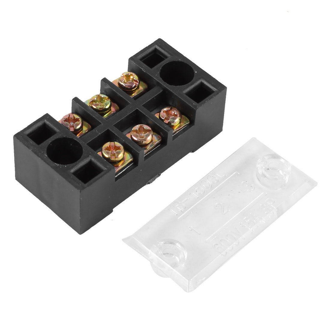 TB 1503 600V 15A 3 Positions Covered Screw Terminal Barrier Strip