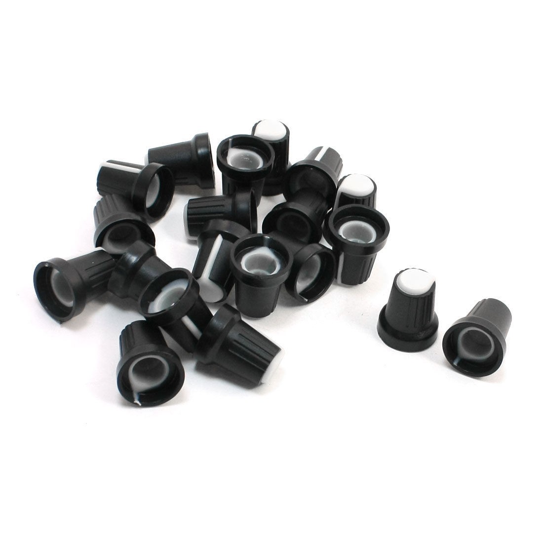 20pcs 6mm Shaft Dia White Mark Ribbed Grip Potentiometer Knobs Caps