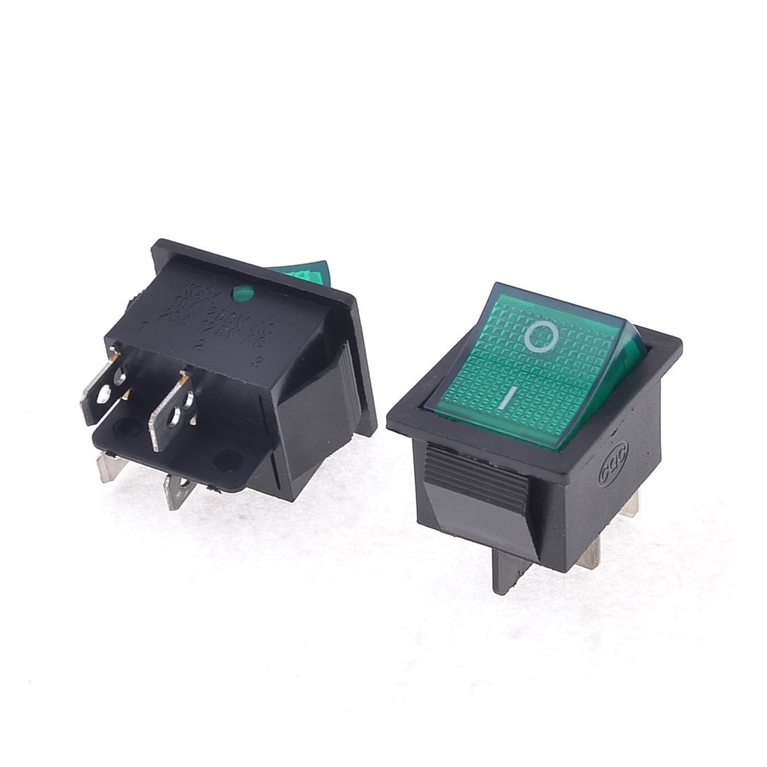 Green Light Panel Mount 4 Pin DPST ON/OFF Snap-in Boat Rocker Switch