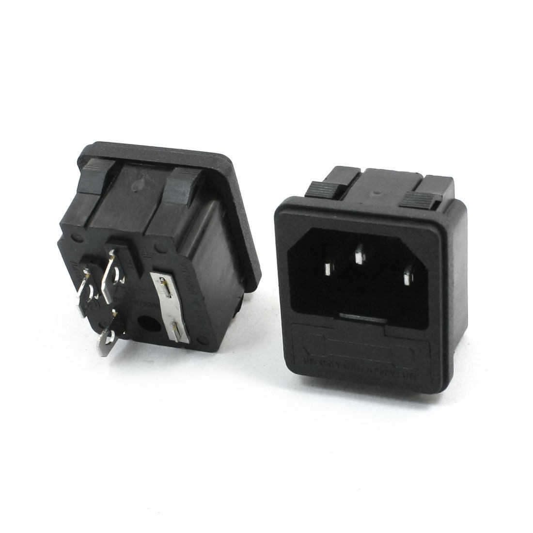 2pcs Panel Mount AC 250V 10A C14 Inlet Power Socket w Fuse Holer