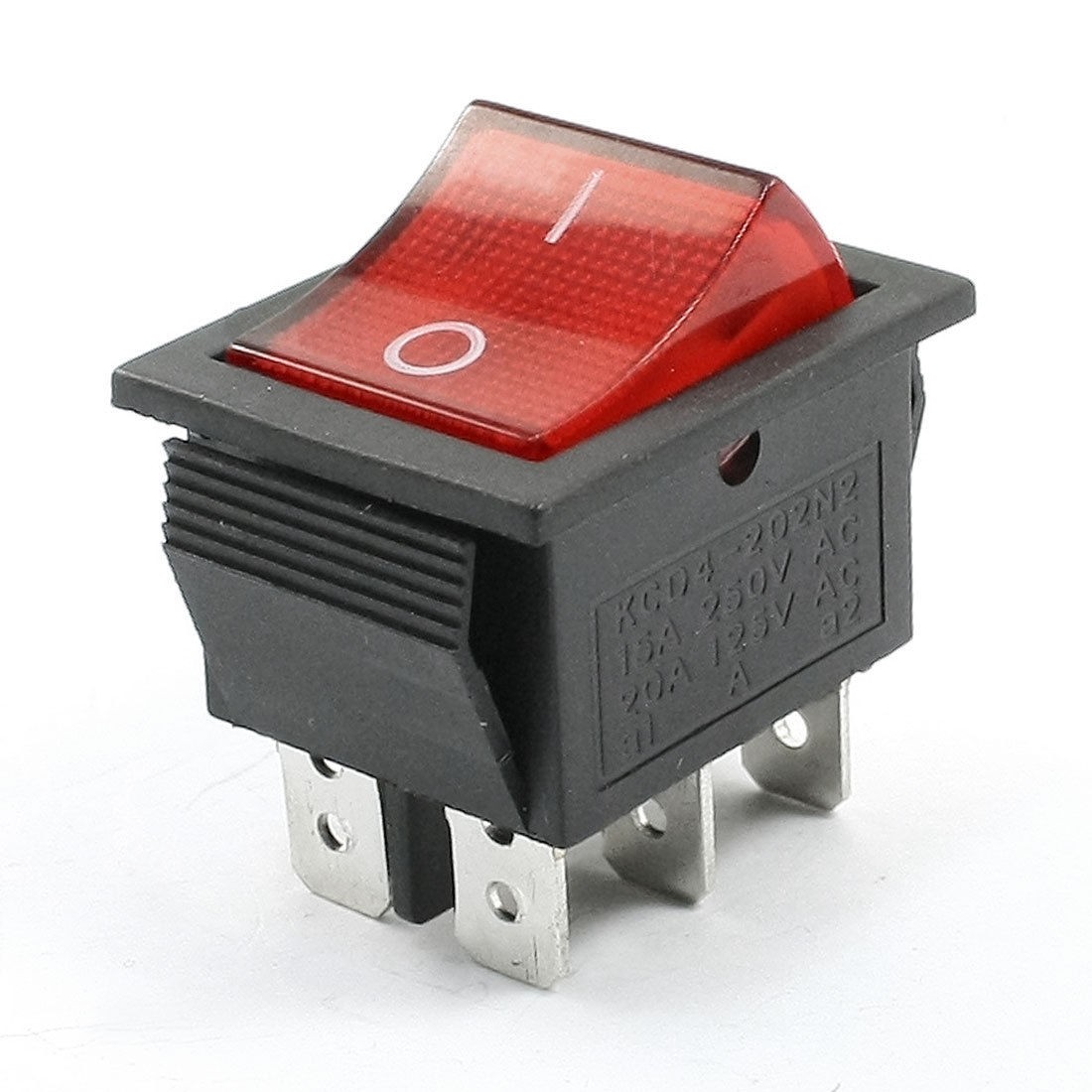 Illuminated Red Light DPDT On-Off Snap in Rocker Switch 15A 250VAC 20A 125VAC