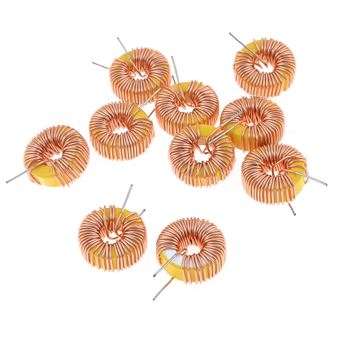 Brass Tone Coil Wired 17mm Outer Dia Toroid Core Inductor 100uH