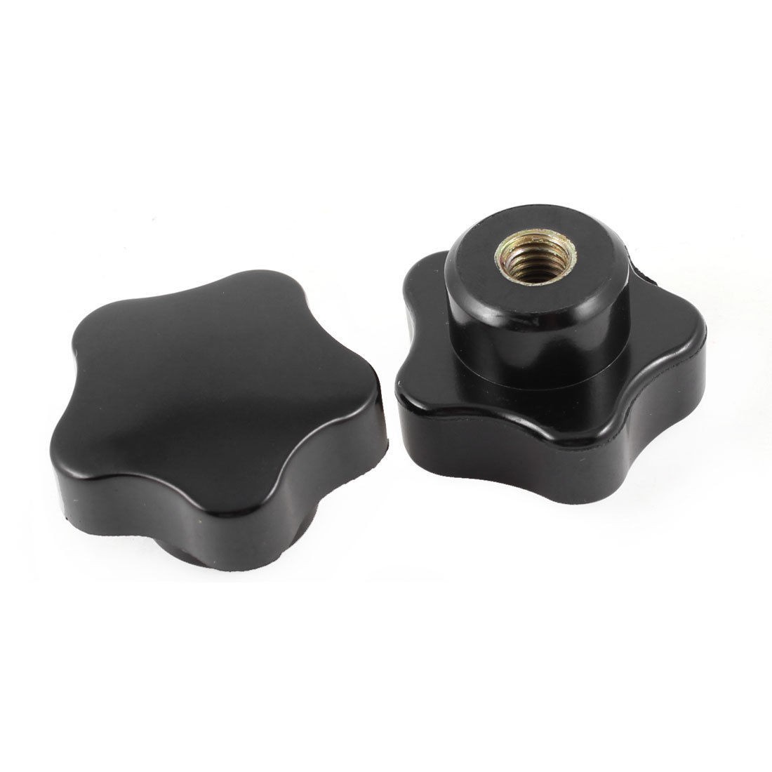 2 Pcs 25mm High 6.7mm Female Thread Diameter Black Star Knob