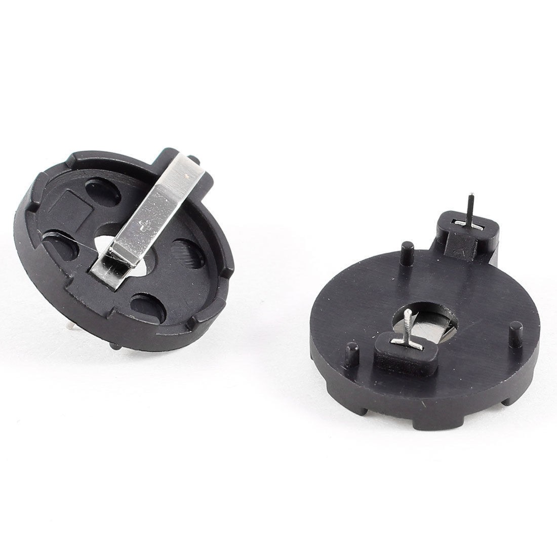 2 Pcs Coin Cell Button Battery Socket Holder DIP 2 Pins Black for CR2032