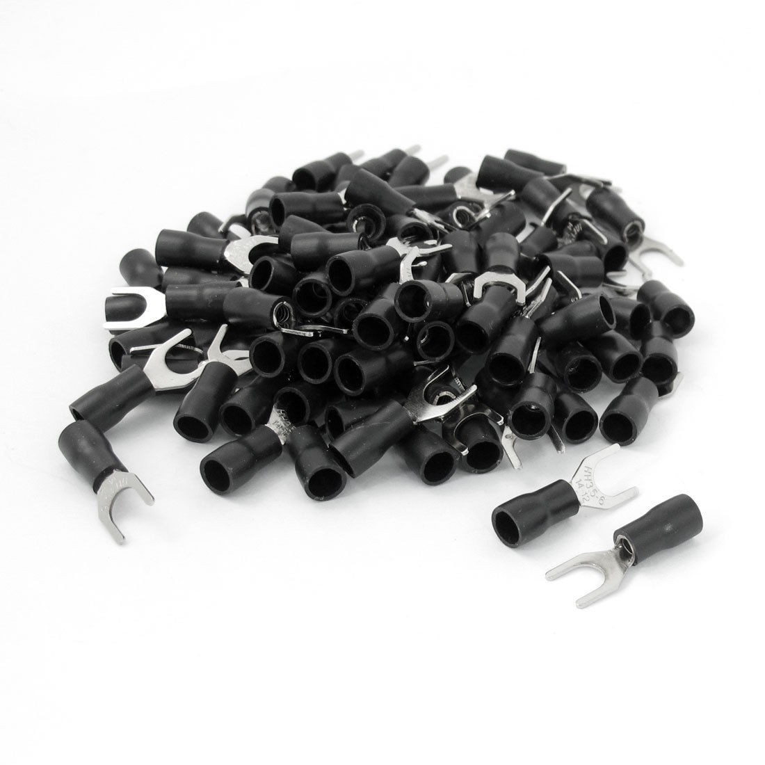 100 Pcs 6 5mm Bolt Diameter Furcate Pre Insulated Fork Terminal AWG14 12