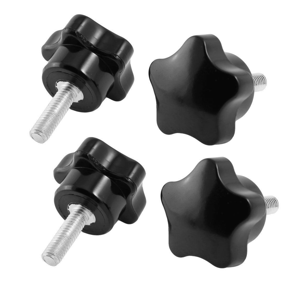 4pcs 30mm Star Head Dia M6 x 20mm Male Thread Screw On Type Clamping Knob