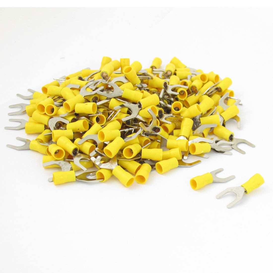 200 Pcs Yellow 8 4mm Bolt Furcate Pre Insulated Fork Terminal AWG12 10