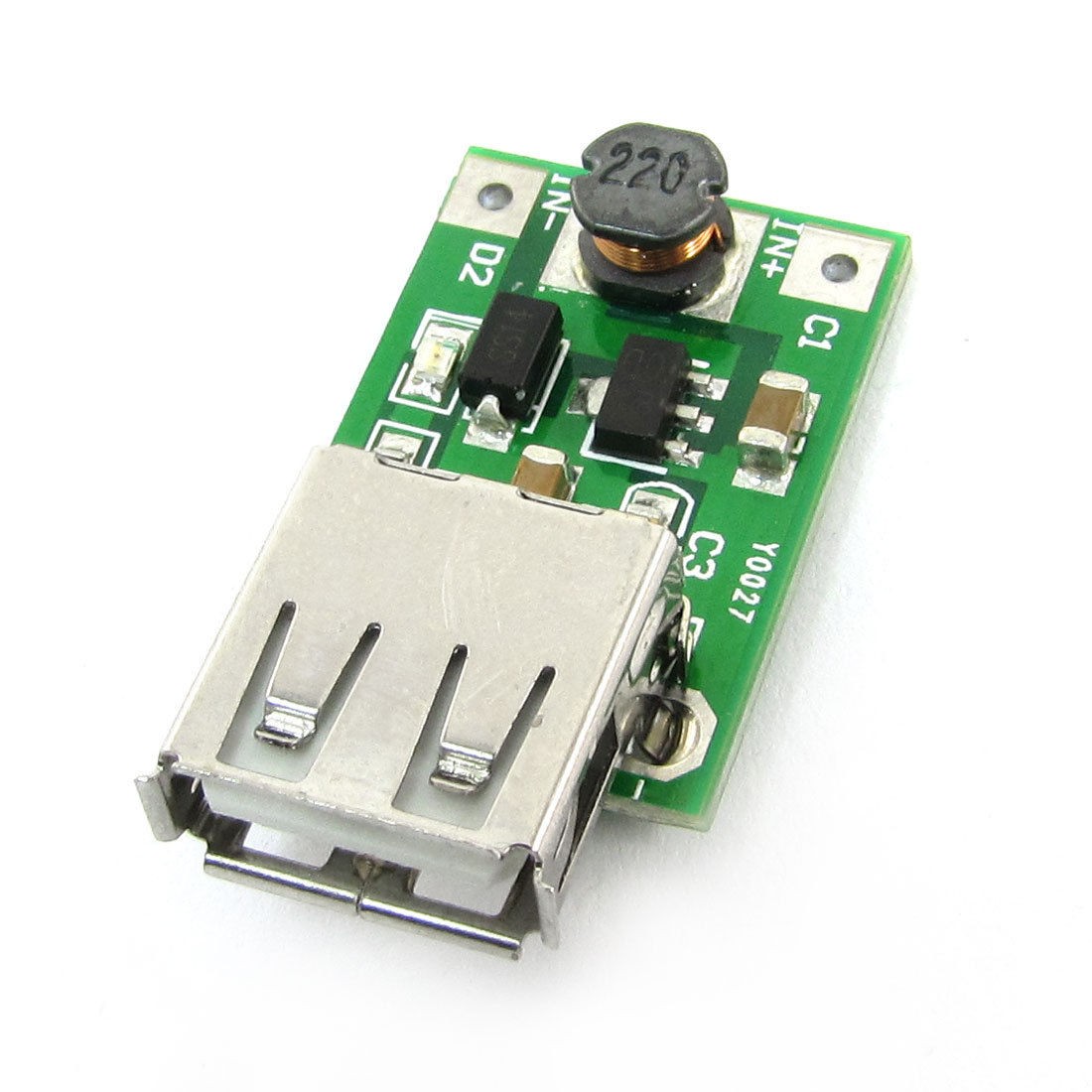 DC-DC 1V-5V 300mA USB Portable Power Boost Module Green Silver Tone