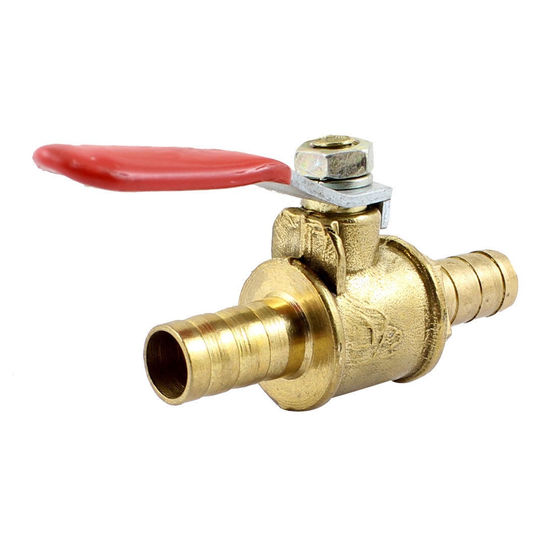 8mm x 8.3mm Hose Tail Pipe Fitting Red Lever Handle Ball Valve