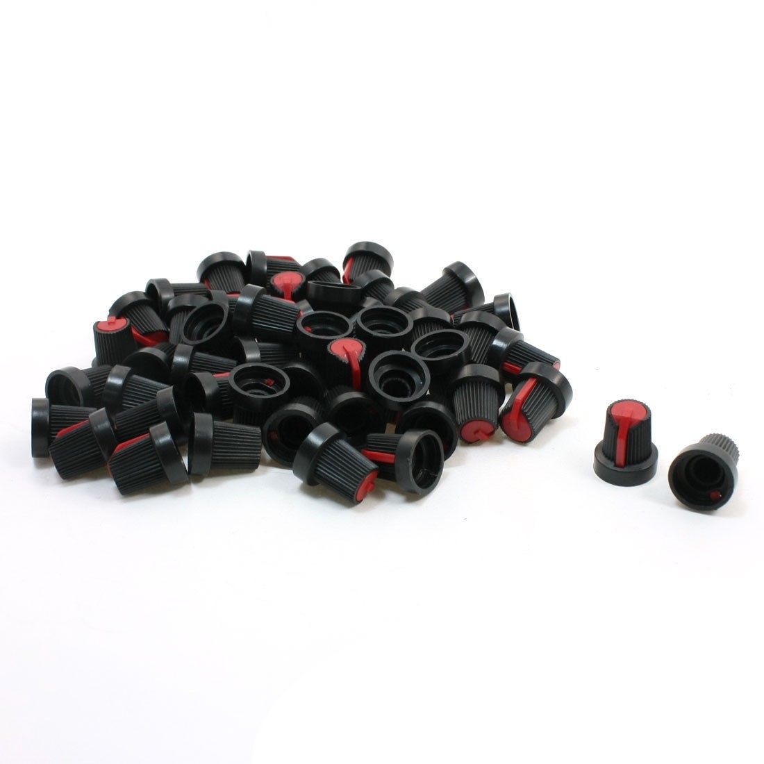 50 Pcs 6mm 15/64" Shaft Diameter Nonslip Potentiometer Knobs Red Black