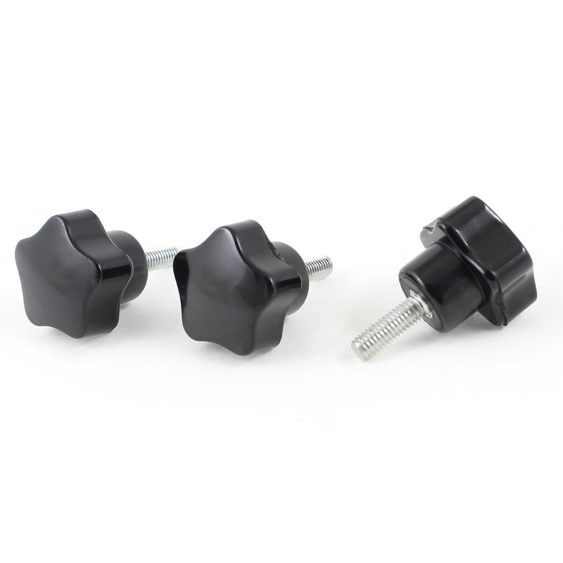 3 Pieces 5mm x 14mm Screw On Type Clamping Star Knob Grip 36mm Long Black