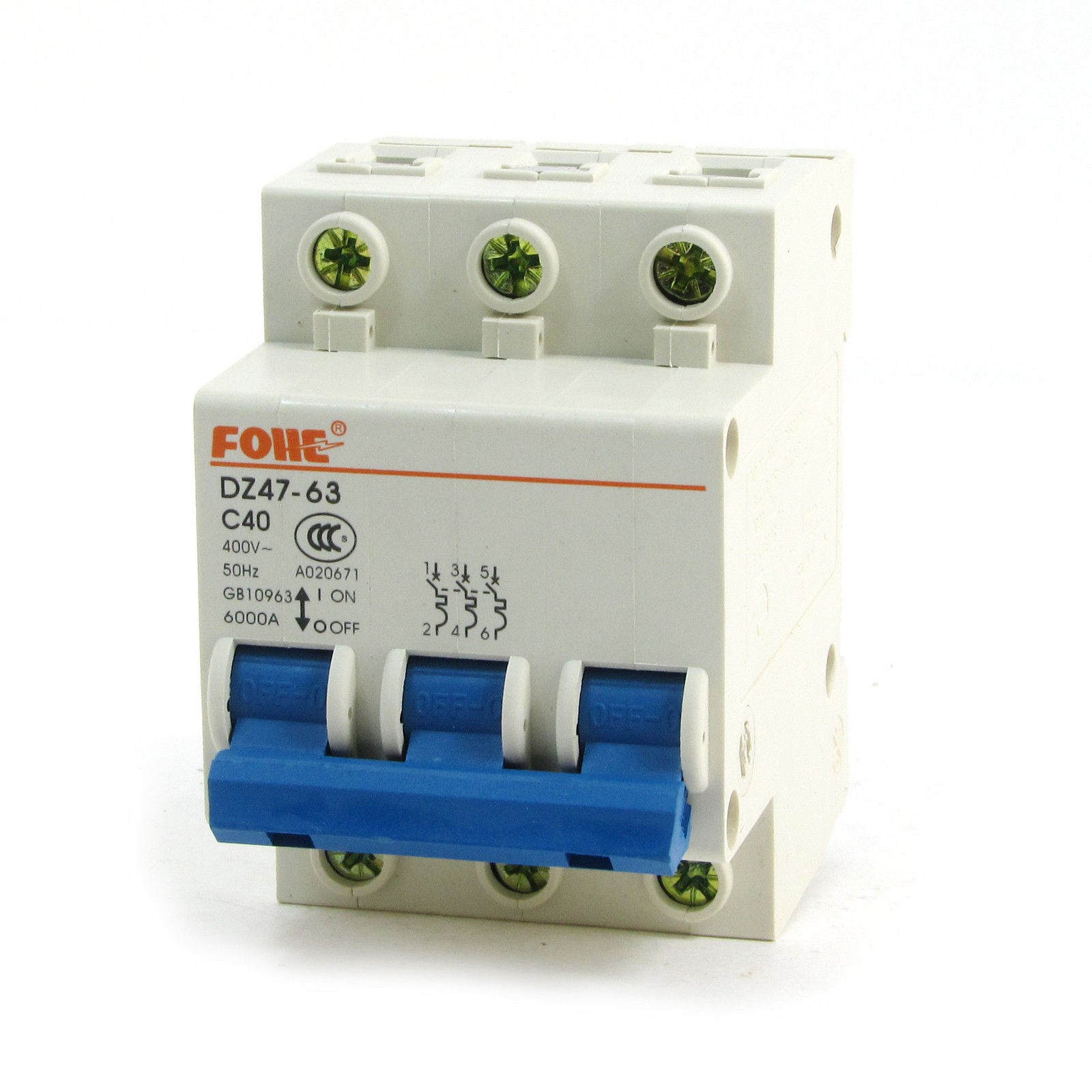 DZ47-63 3 Phase 6000Amp Overload Protection Circuit Breaker 400V 40Amp