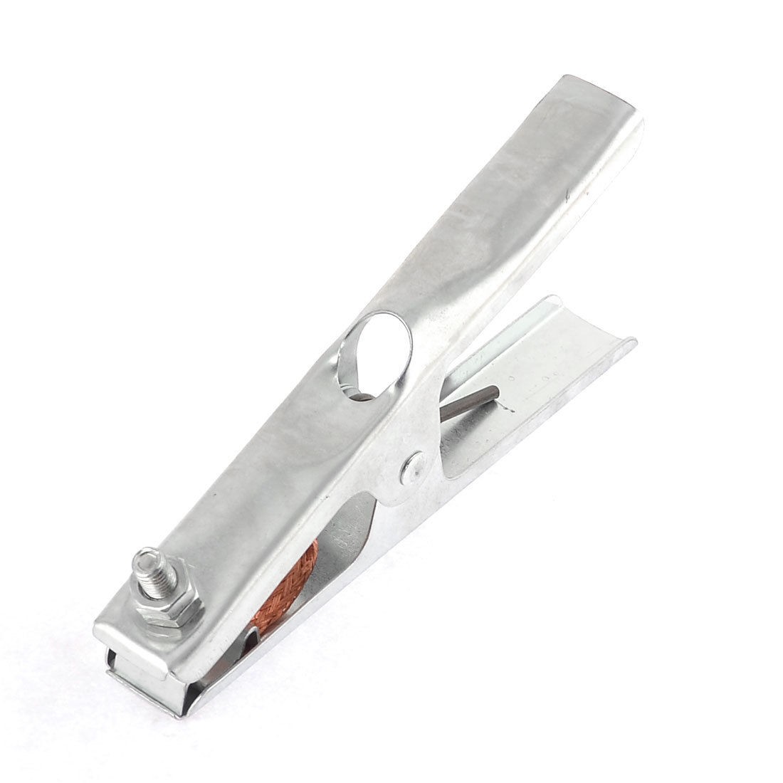 17.2cm Long Silver Tone Metal Spring Welding Earth Clamp 300A