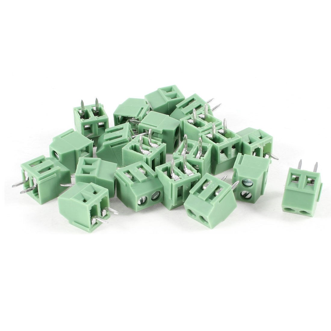 20 Pcs 300V 10A 2 Positions 3.5mm Pitch Pluggable Terminal Block Green
