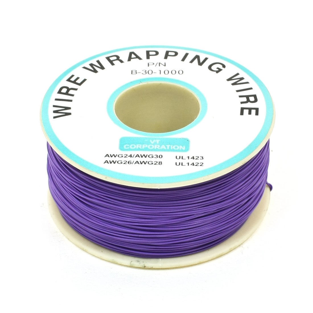 P/N B-30-1000 Insulated PVC Coated 30AWG Wire Wrapping Wires Reel 656Ft Purple