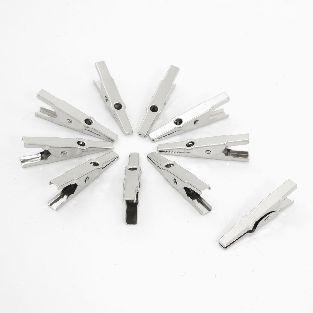 10 Pcs Solid Color Silver Tone Metal Alligator Clips Clamps 1.69" Length
