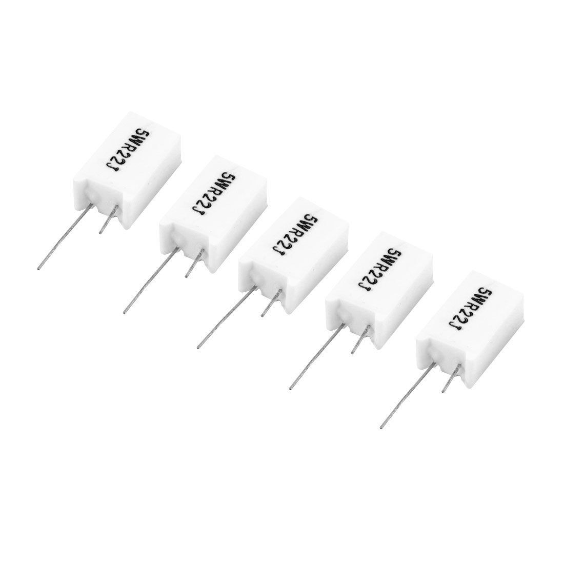 5 Pcs 5W 0.22 Ohm 5% Radial Lead Ceramic Cement Power Resistor
