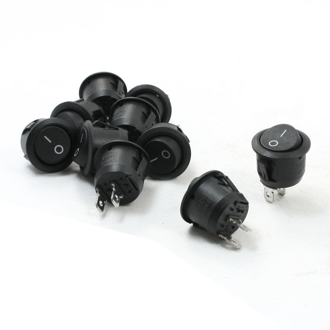 10 Pcs AC 250V/6A 125V/10A SPST 2P ON/OFF Round Rocker Switches