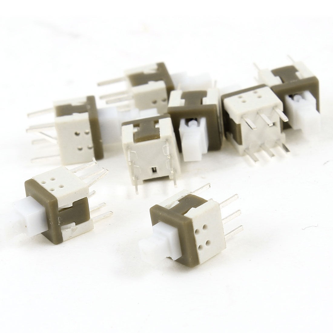 8 Pcs 6 Pins Self-Locking Tactile Push Button Switches White 6mmx6mmx12mm
