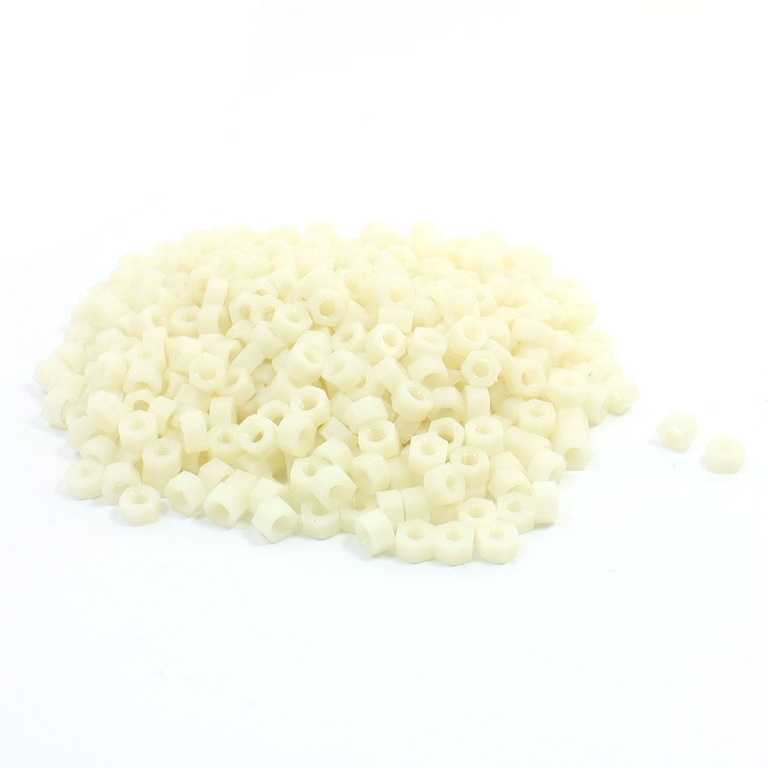 500 Pcs M6 x 5.5mm Wihte Nylon Hex Hexagonal Threaded Spacer Support