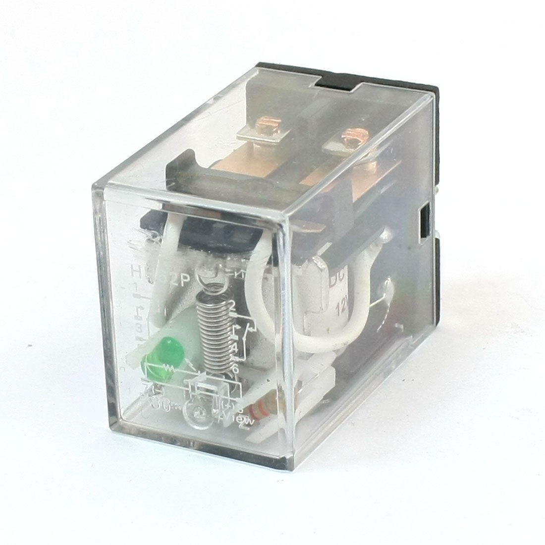 HH62P DC 12V Coil 8Pin DPDT Green LED Indicator Power Relay