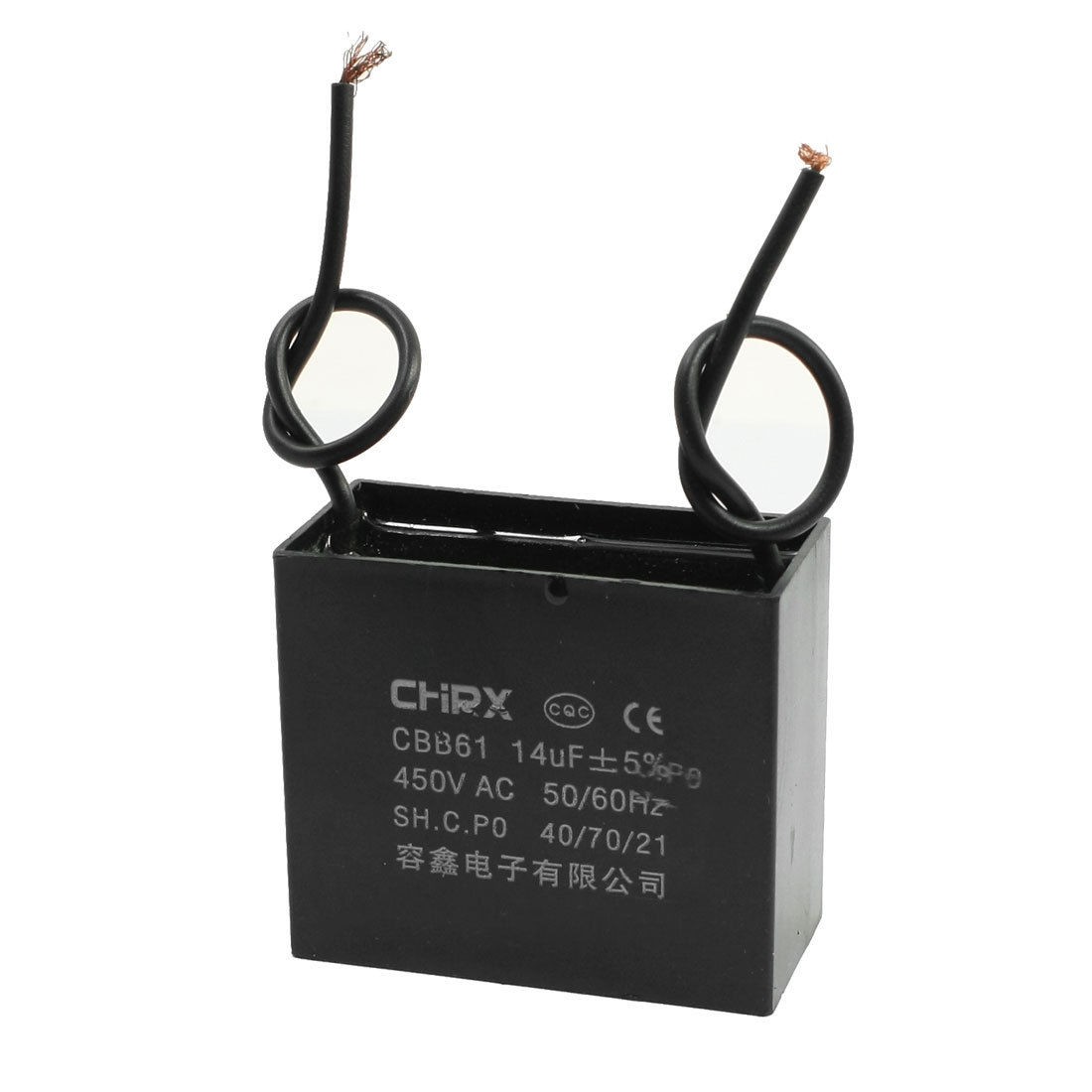 CBB61 450VAC 14uF 5% Tolerance Non Polar Fan Motor Running Capacitor