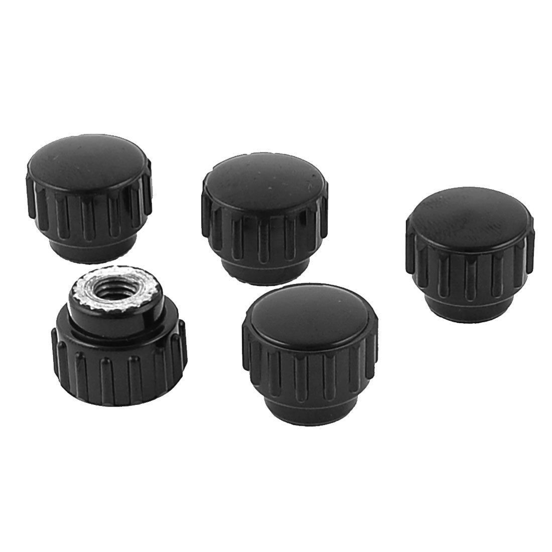 Black 4mm Feamle Thread 10mm Height Knurled Star Knob 5pcs