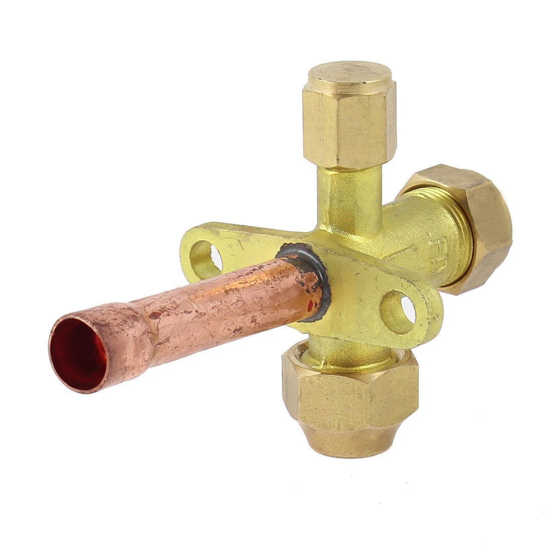 3/8"PT Inlet Three Way Straight Metal Flare Tube Split Valve for Air Conditioner