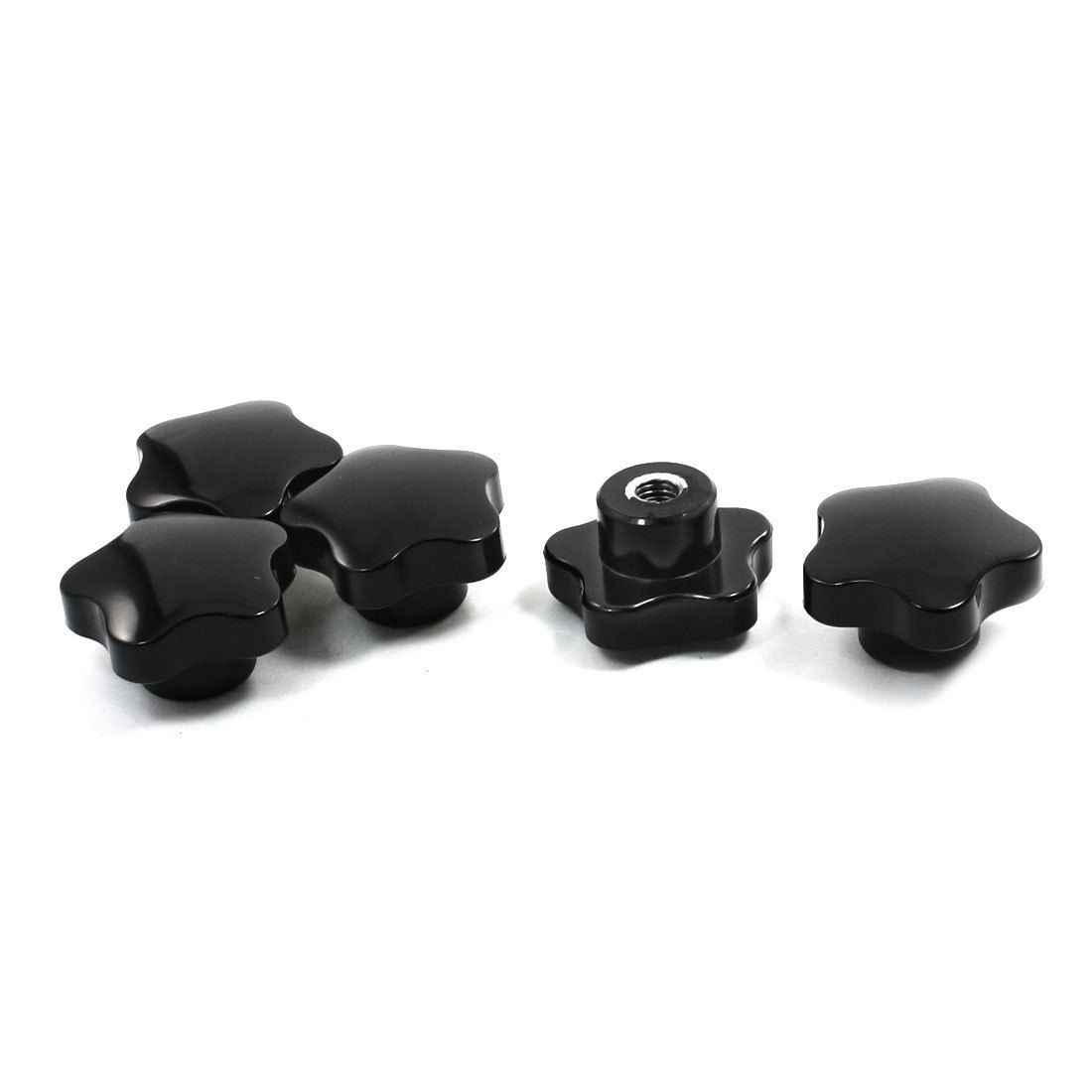 1.1" Height 0.4"Diameter Female Thread Black Star Knob 5 Pcs