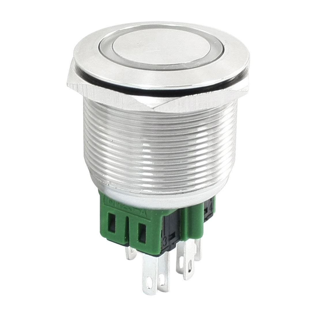 DC 24V Yellow Angel Eye Latching Stainless Steel Push Button Switch 25mm