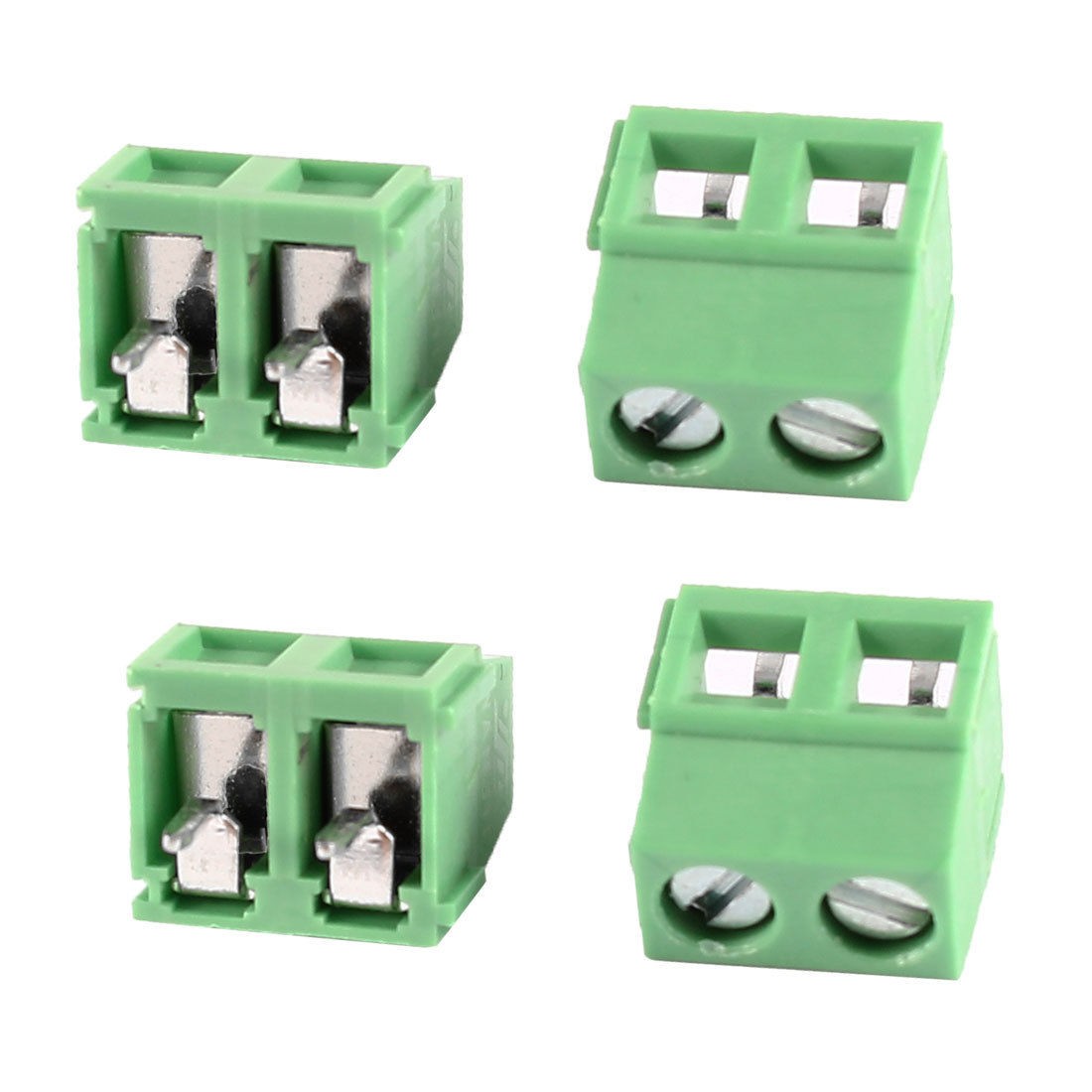 4 Pieces AWG26-14 2 Pin Pluggable PCB Mount Screw Terminal Block Green