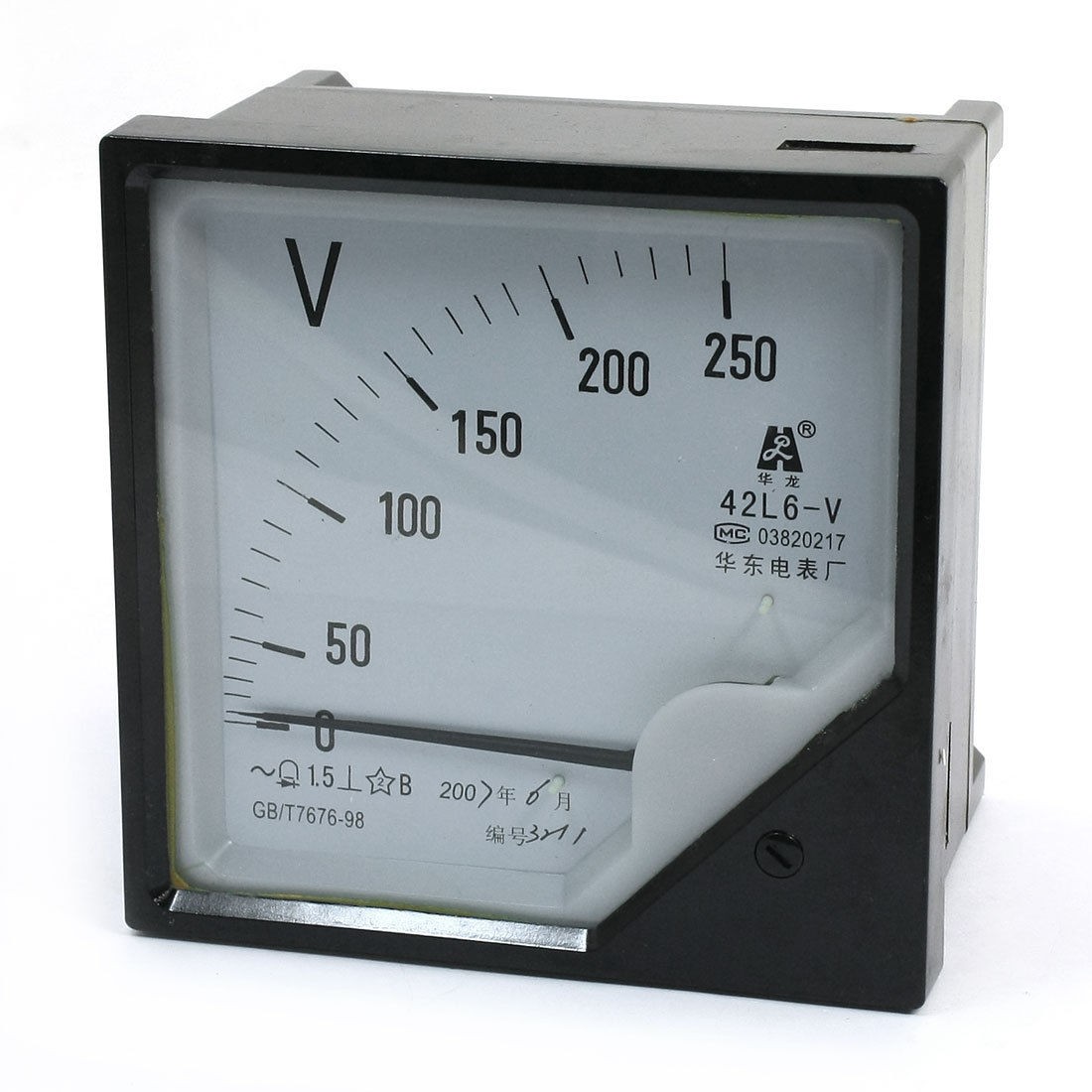 Square Plastic Housing Zero Setting AC Voltmeter Panel Meter Gauge 0-250V