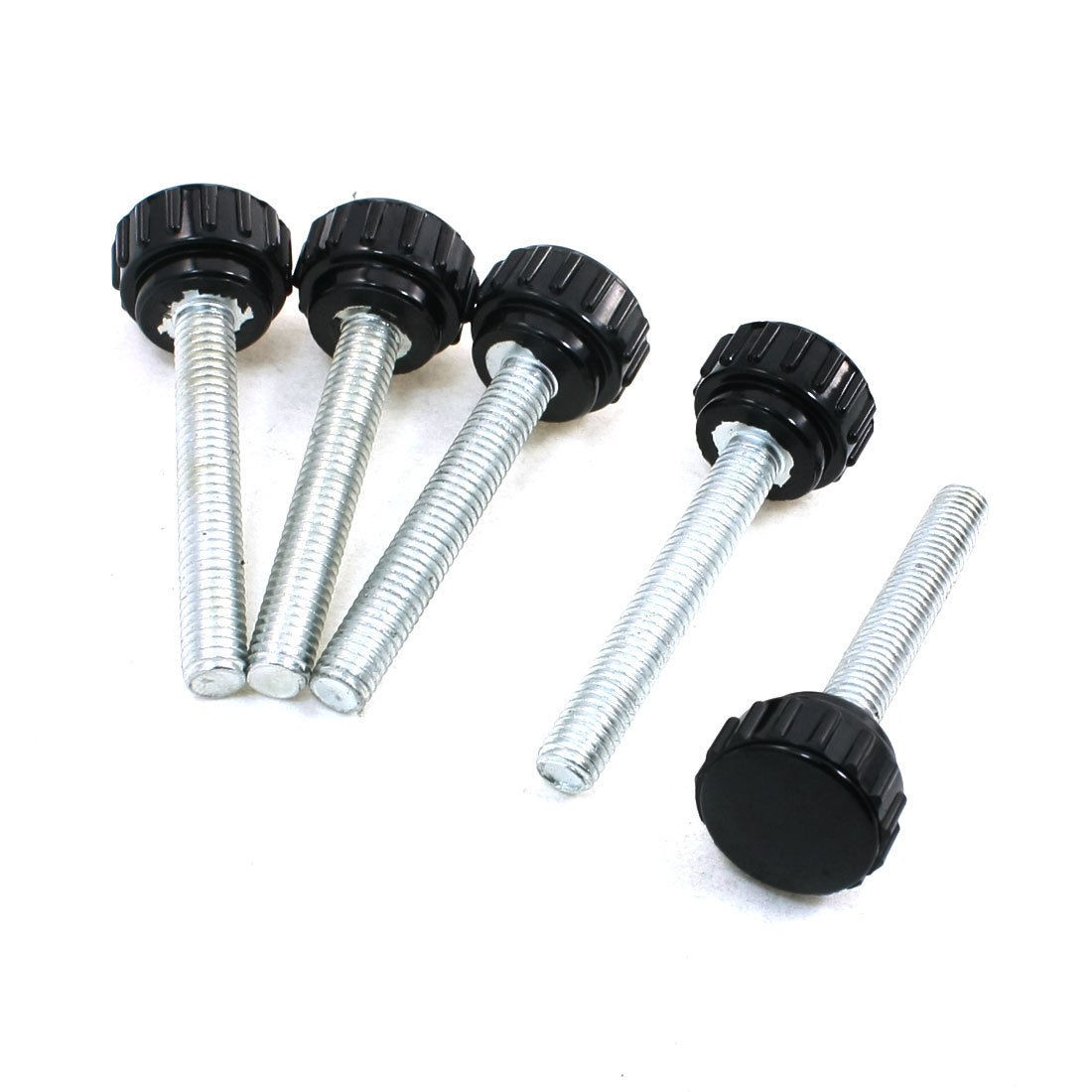 5 in One 5mm Male Thread Diameter Screw On Type Grip Knurled Knobs Black