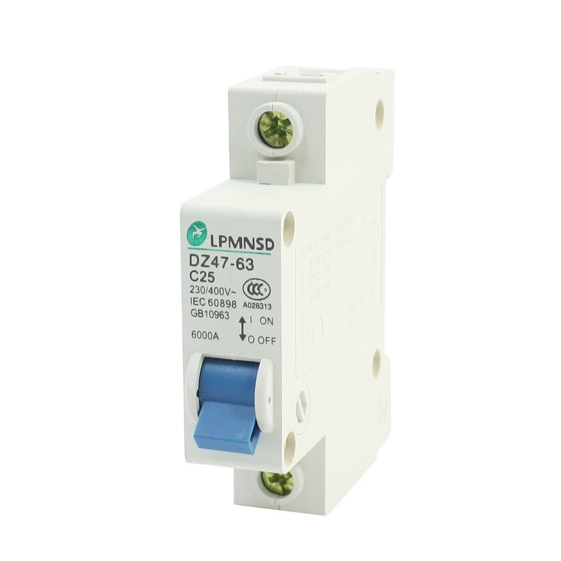 6000A Breaking Capacity Single Pole Miniature Circuit Breaker 230-400VAC 25A